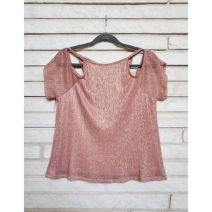 Forever 21 Cold Shoulder Rose Gold Shirt